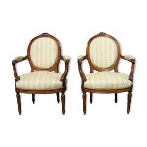 Paire de fauteuils de style louis XVI