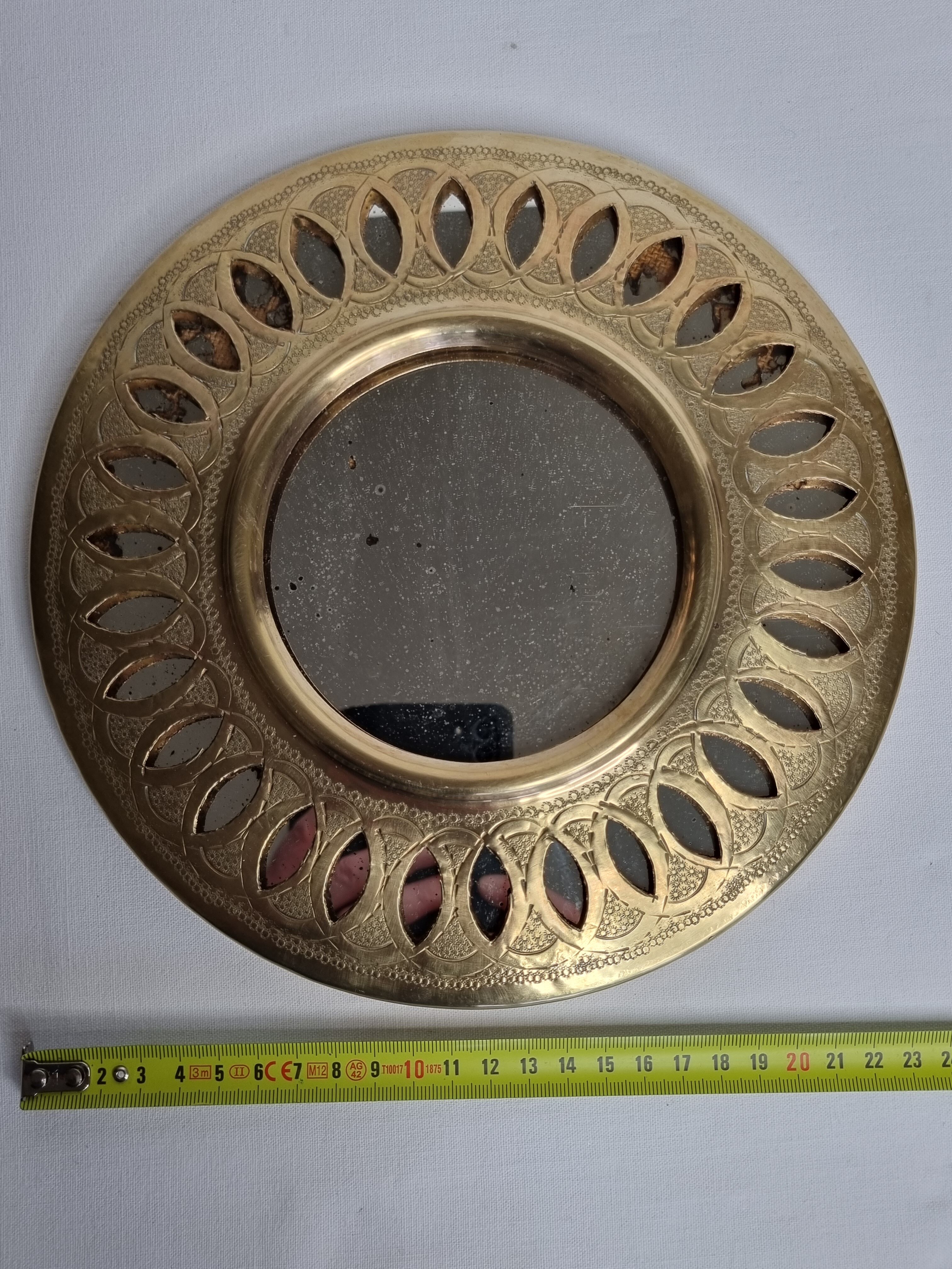 Vintage Moroccan mirror, openwork round, 23 cm