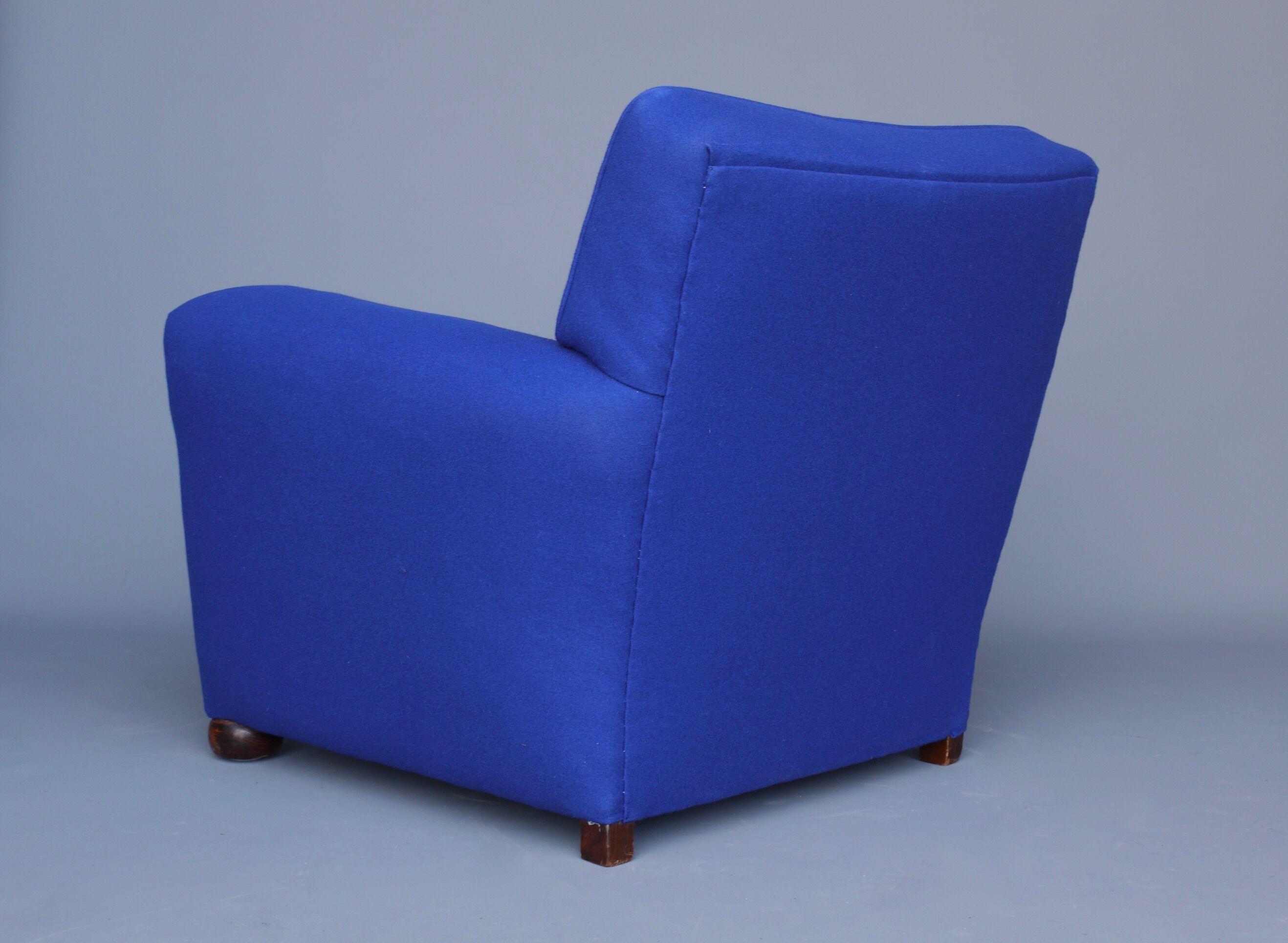 Royal blue wool club chair armchair. 1930s