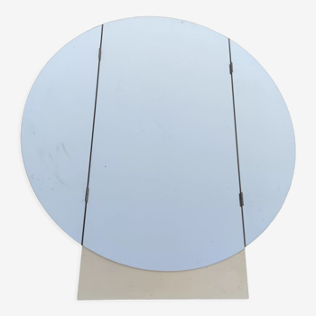 Miroir mural rond triptyque rabattable, diamètre : 98 cm