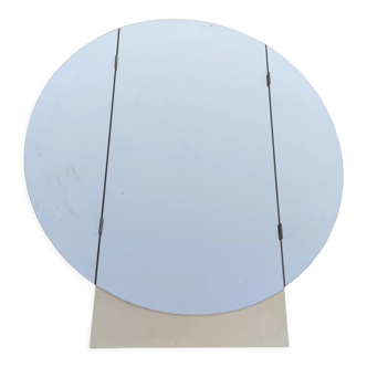 Miroir mural rond triptyque rabattable, diamètre : 98 cm