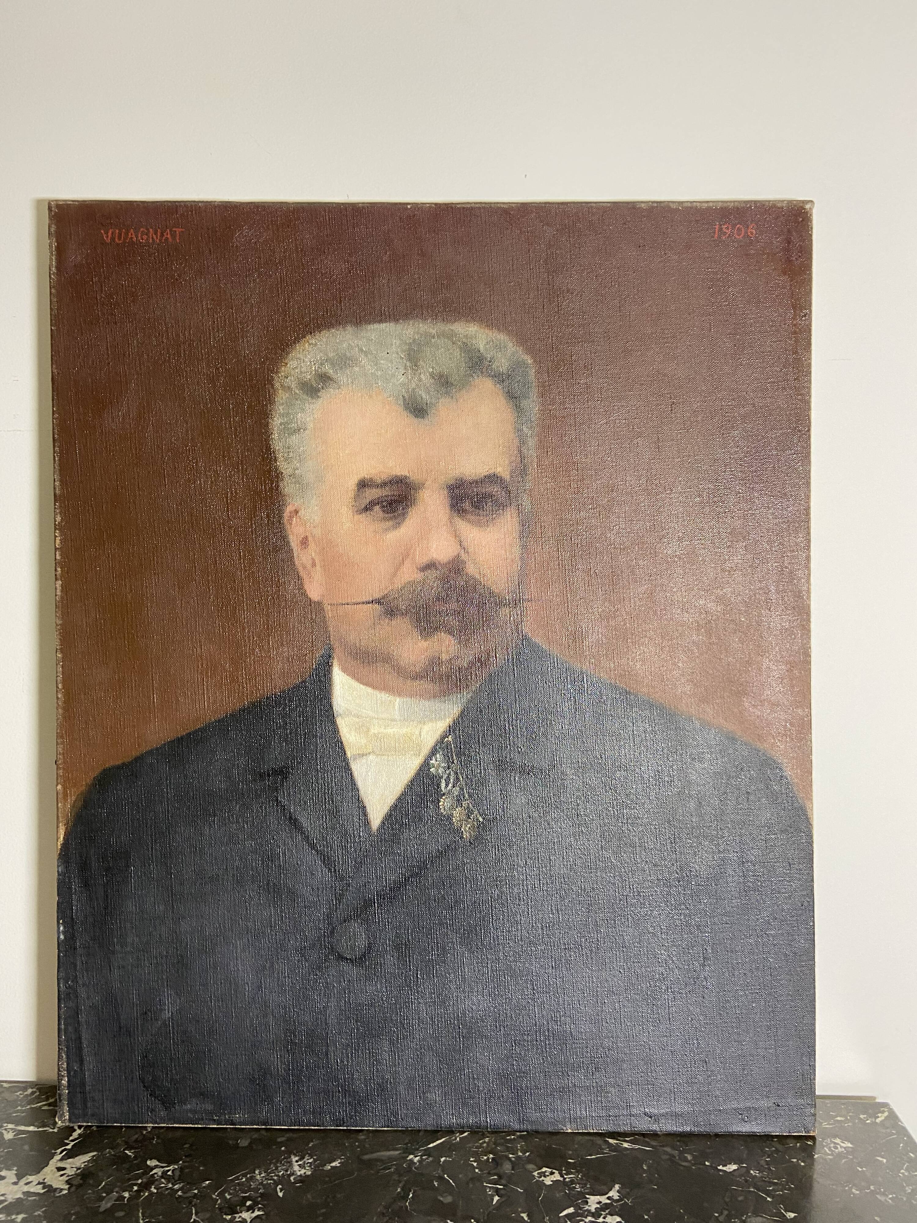 Portrait notable huile sur toile début XXème