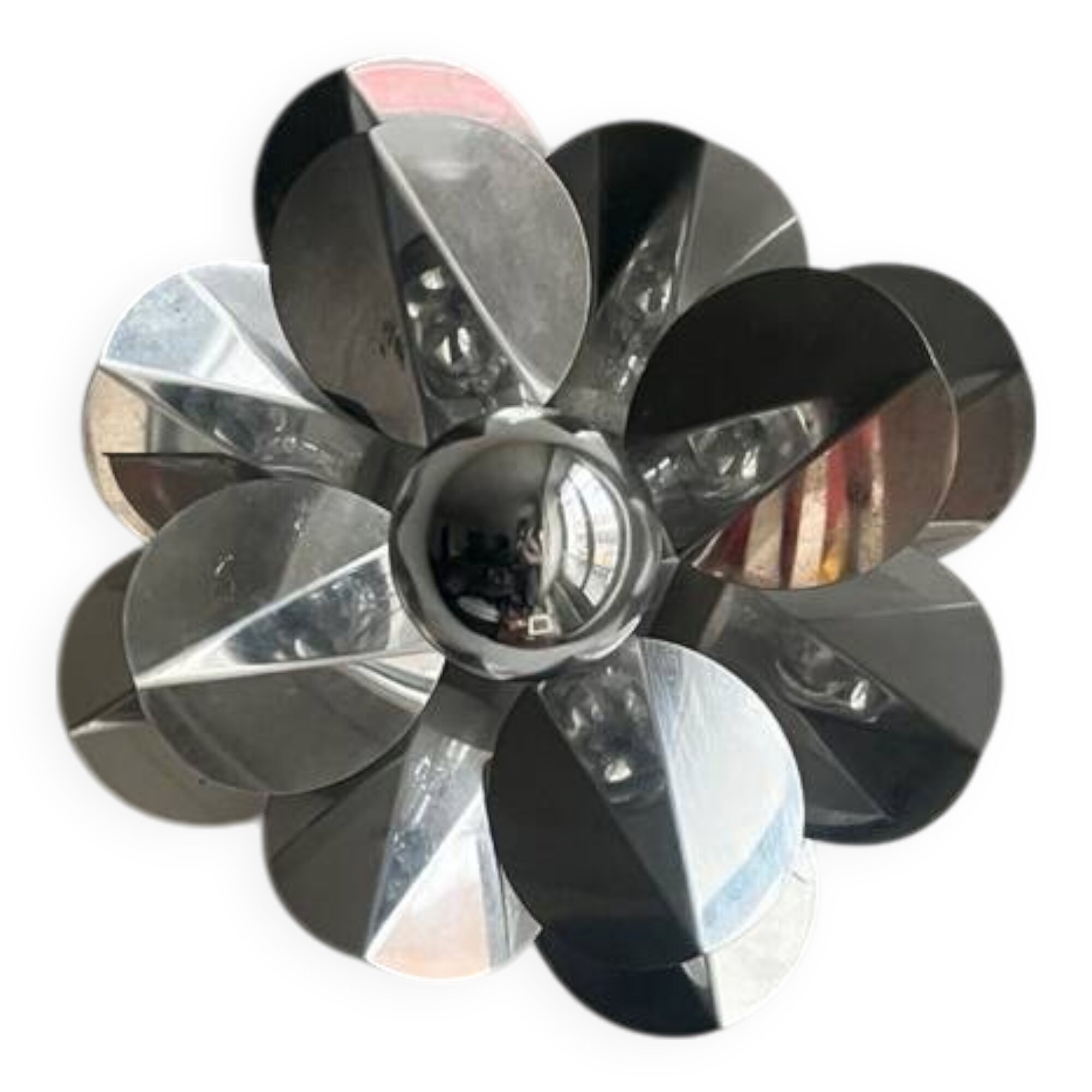 Applique fleur chromée, design 1970