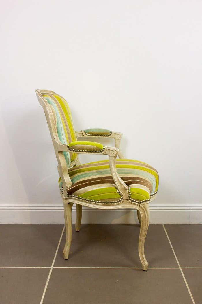 Louis XV style embossed velvet armchair - circa 1950 France