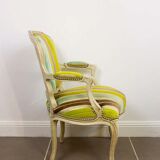 Louis XV style embossed velvet armchair - circa 1950 France