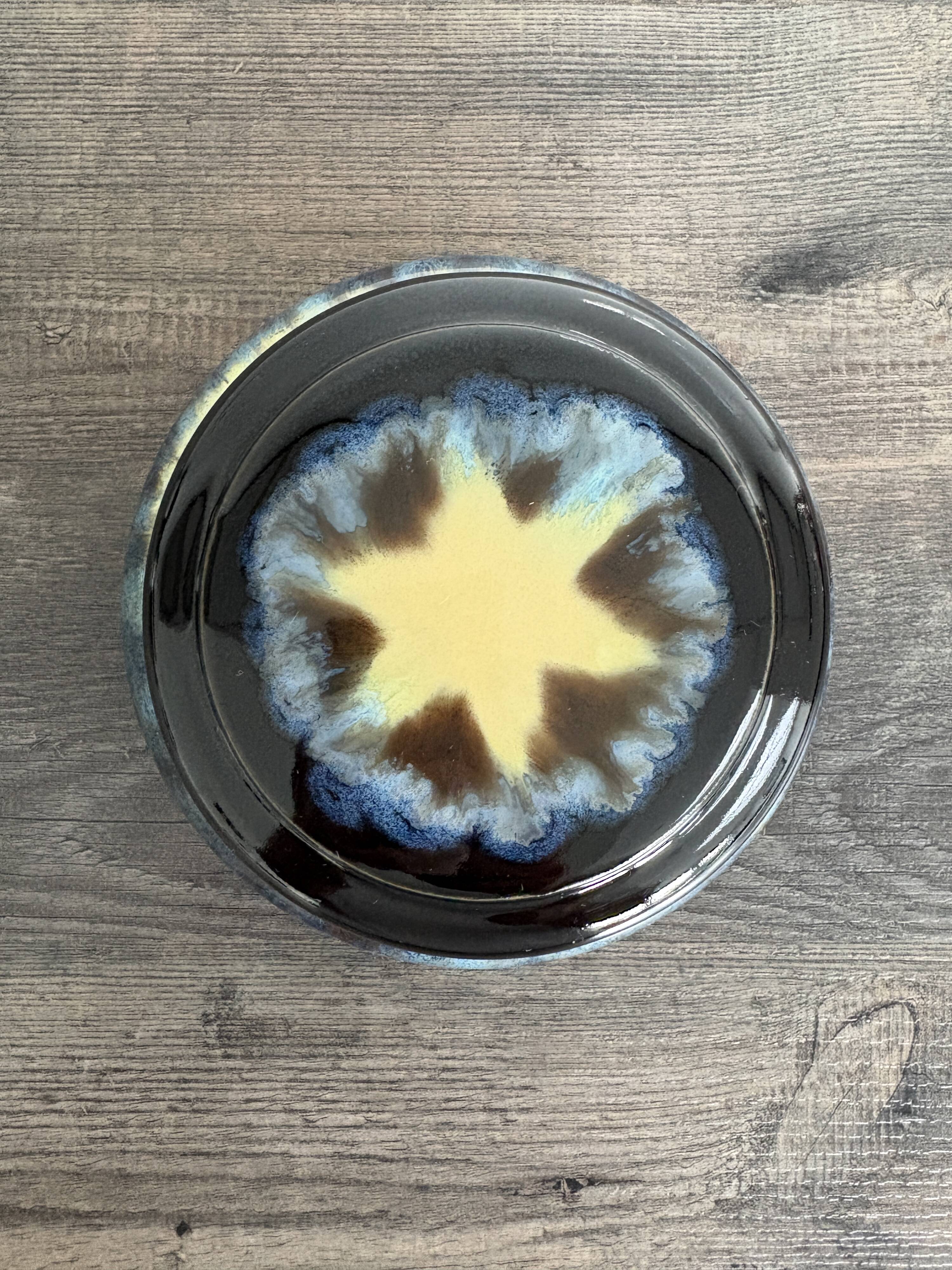 Antique enamelled ceramic box signed alpho