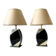 Pair of table lamps, the dolphin, black cream and gold 1970