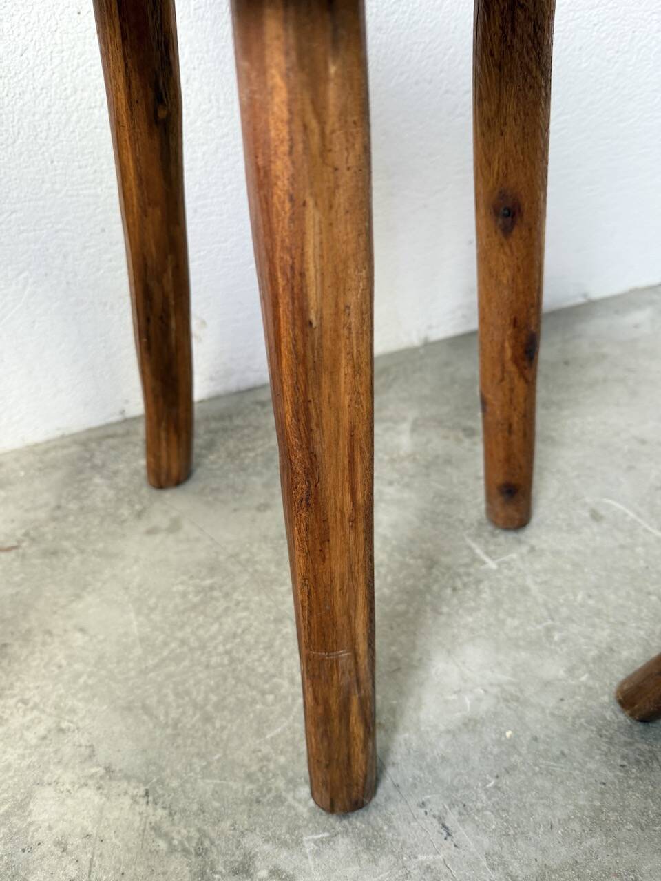 3 free-form oak tripod stools
