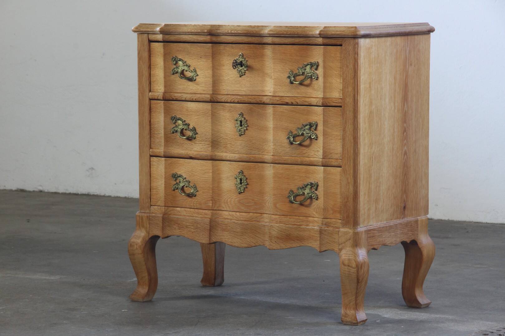 Vintage Mid-Century Danish Oak Baroque/Rococo style Commode