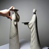 Pair of candlesticks "Akwe Priestesses" contemporary African Holländer style