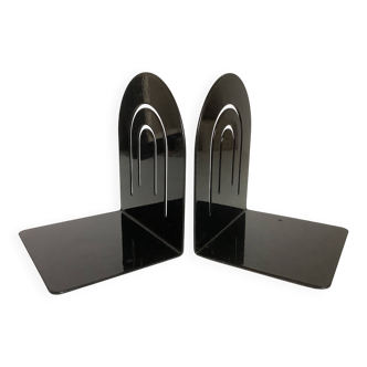 Pair of black metal bookends