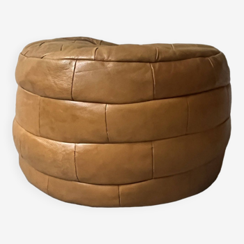 pouf en cuir véritable patchwork coloris, 1970