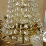 Large curved chandelier floor lamp in bronze and crystal, 19th century