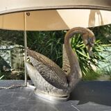 Lampe cygne bronze argenté années 70