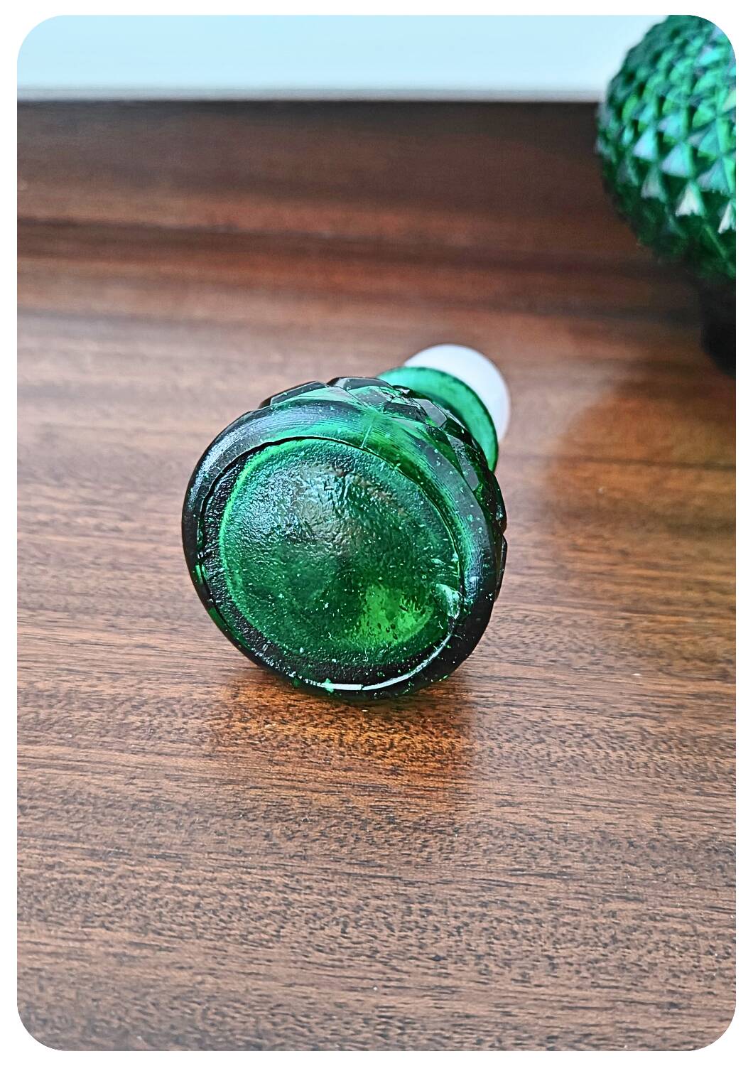 Carafe italienne verte à motif diamant Empoli de style moderne du milieu du siècle