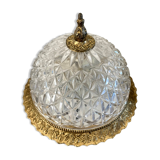 Vintage ceiling lamp in glass and brass