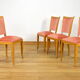 4 chaises hêtre & velours vintage 1950