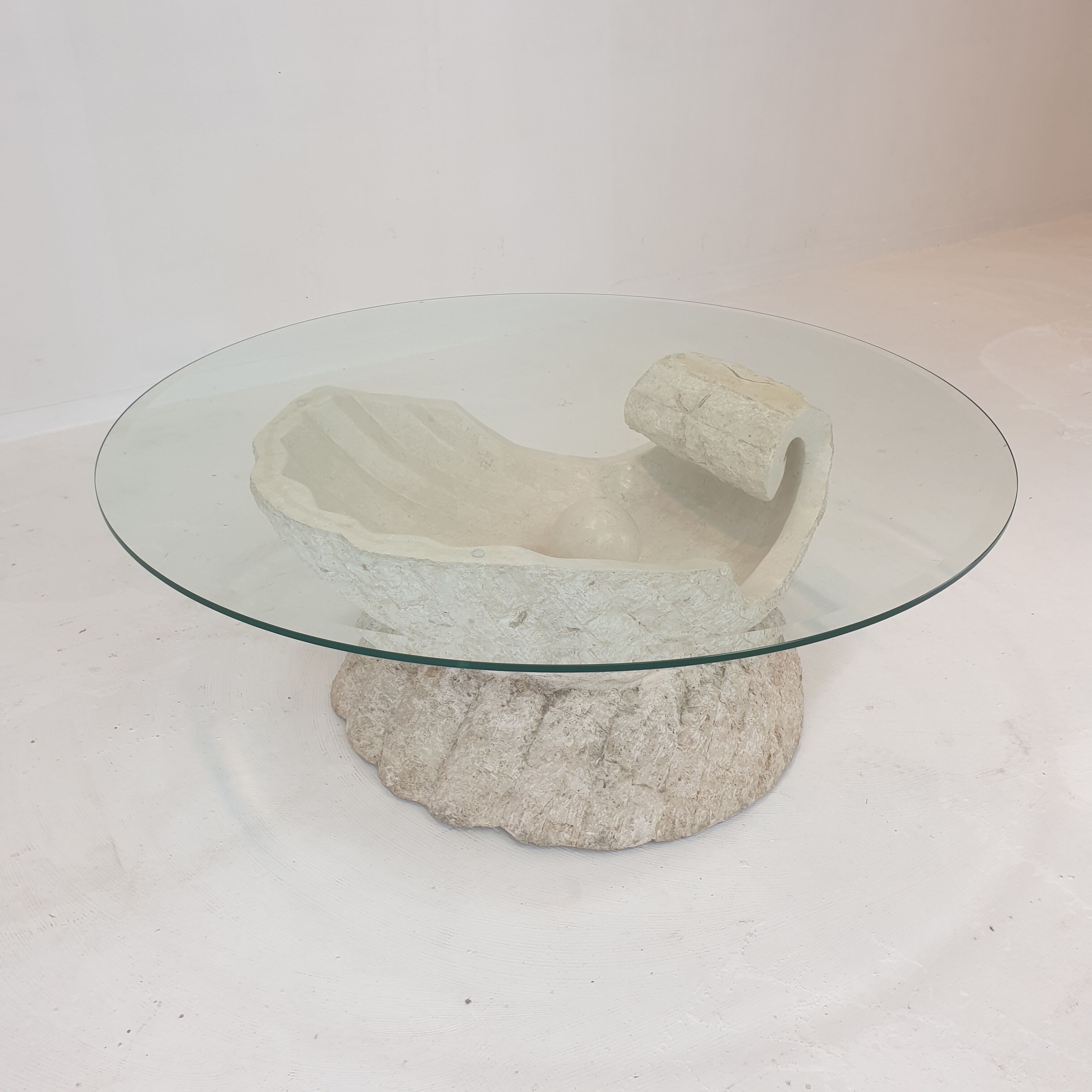 Magnussen ponte mactan stone shell coffee table, 1980s