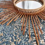 Vintage rattan sun mirror 1960