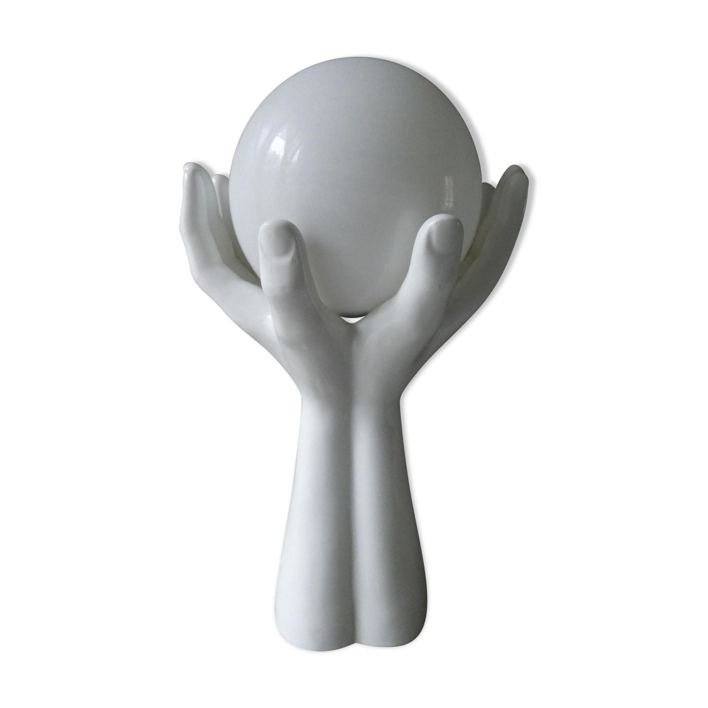 Lampe mains en céramique et opaline blanche