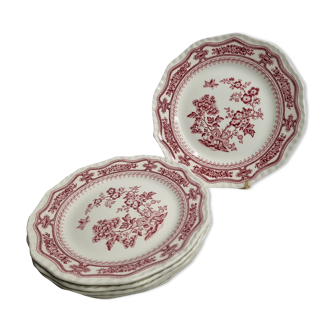 Set of six dessert plates Mason's (England) décor "Manchu" carmine, 20 cm