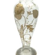 Art Nouveau vase with Painted decoration of Poppies and Butterfly 1900