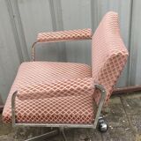 Vintage armchair 1970 chrome and velvet Wilhelm Ritz