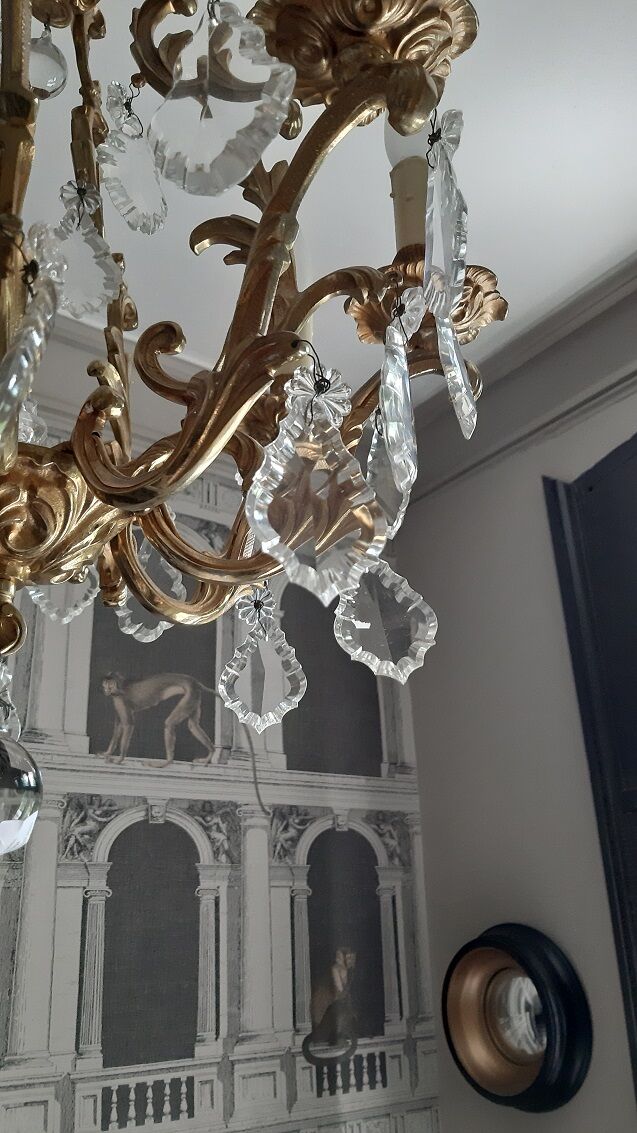 Bronze and crystal chandelier 8 fires