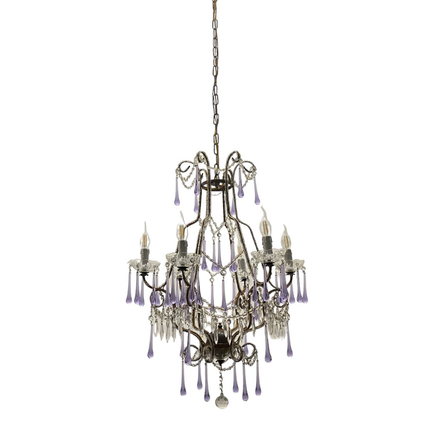 Crystal beaded murano glass chandelier 1960’s