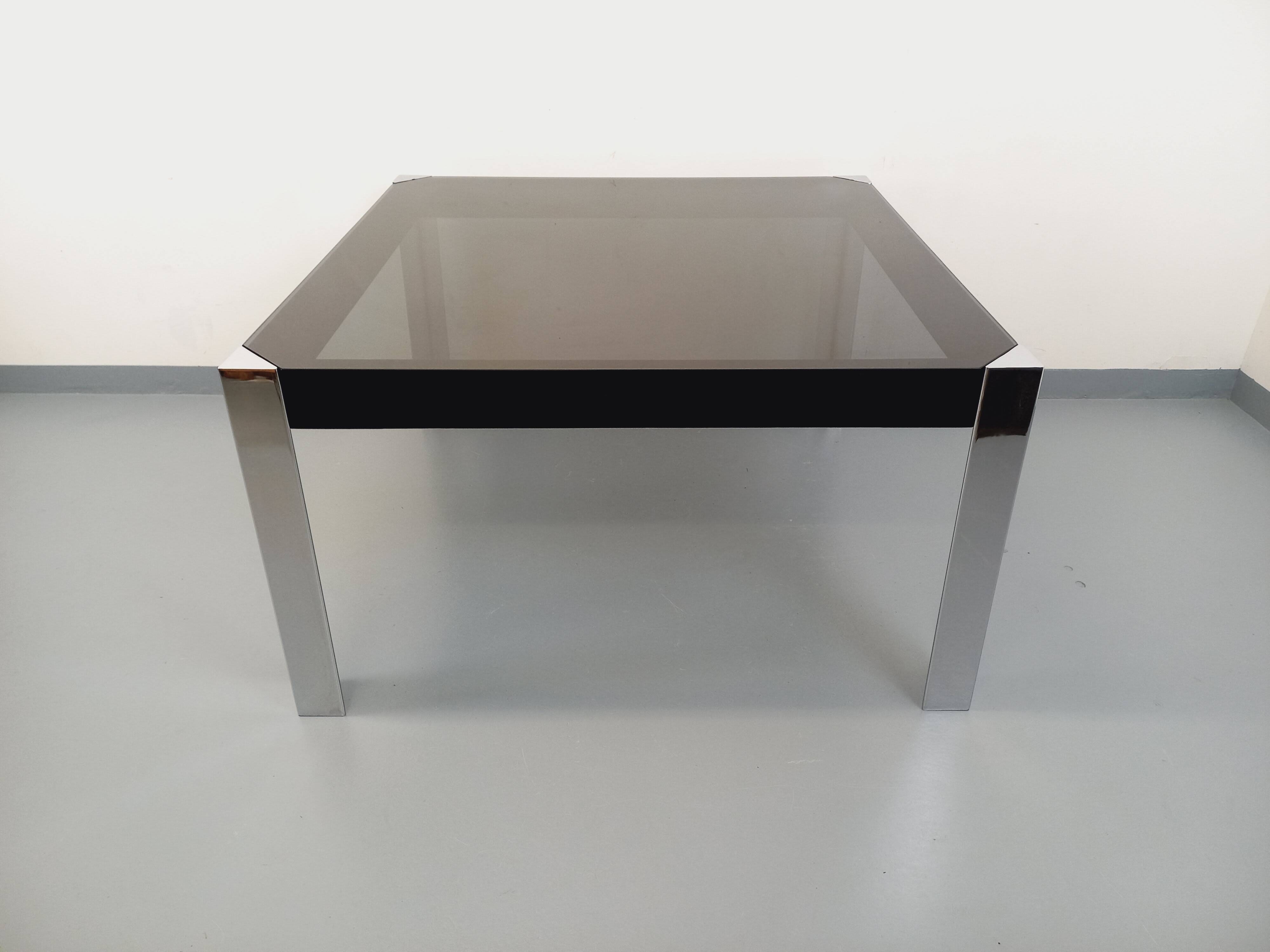 Vintage Italian square dining table by Faleschini for Mariani glass