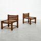 Pair of 1970s Brutalist Solid Oak Side Chairs