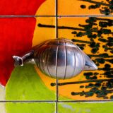 Vintage snail-shaped butter dish - zinc and silver metal - EP Zinc Alloy