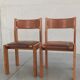 Chaises en orme et cuir, 80's
