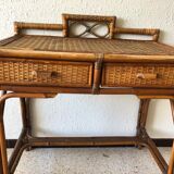 Console/small old desk in rattan