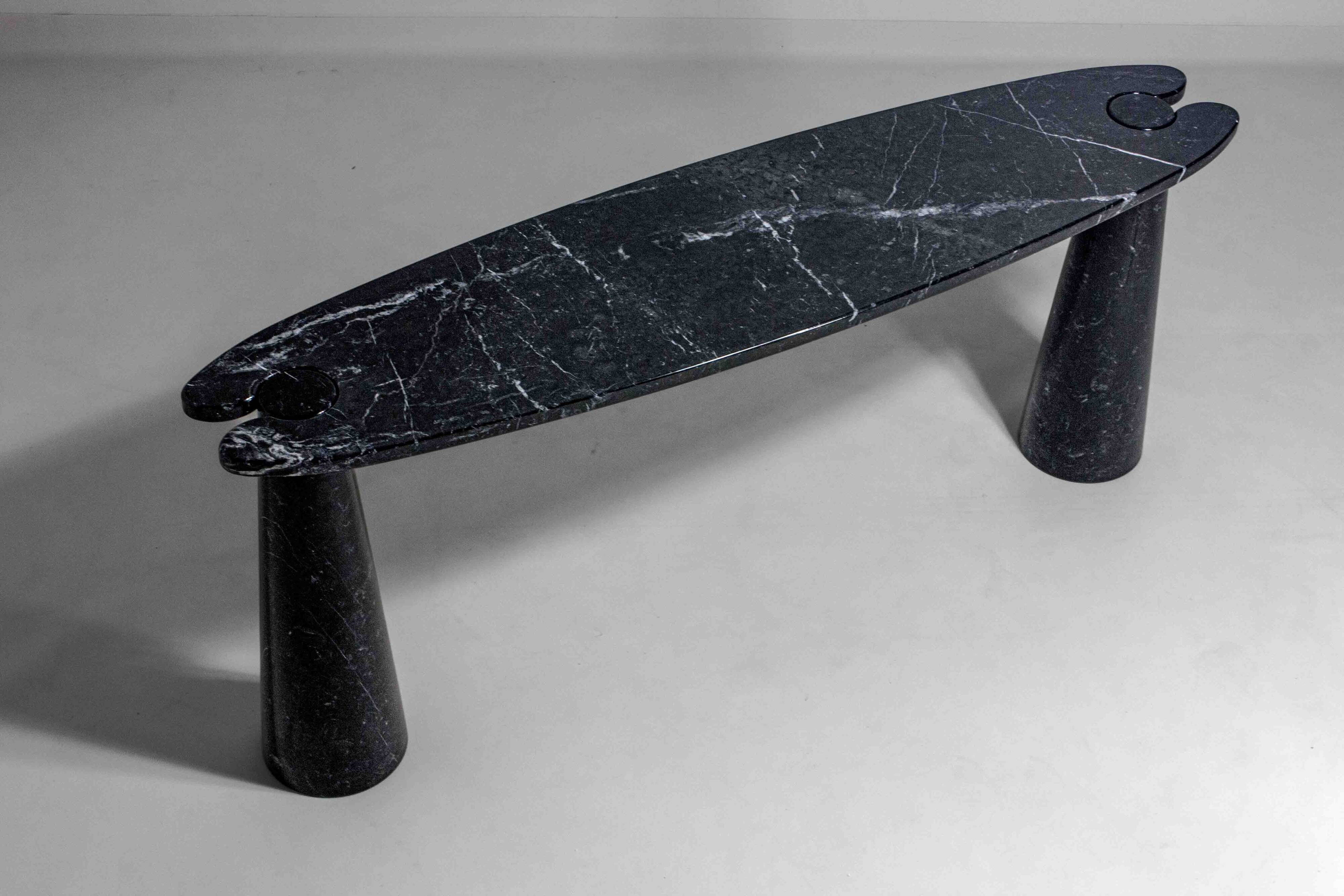 'Eros' console table in black marquina marble by Angelo Mangiarotti