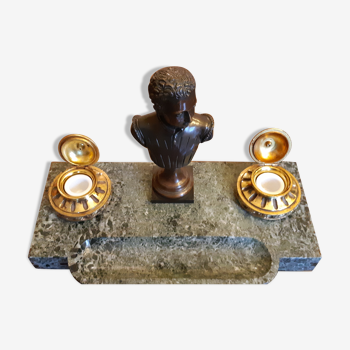 Marble and bronze inkwell