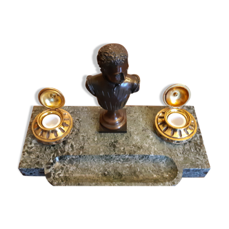 Marble and bronze inkwell
