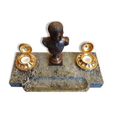 Marble and bronze inkwell