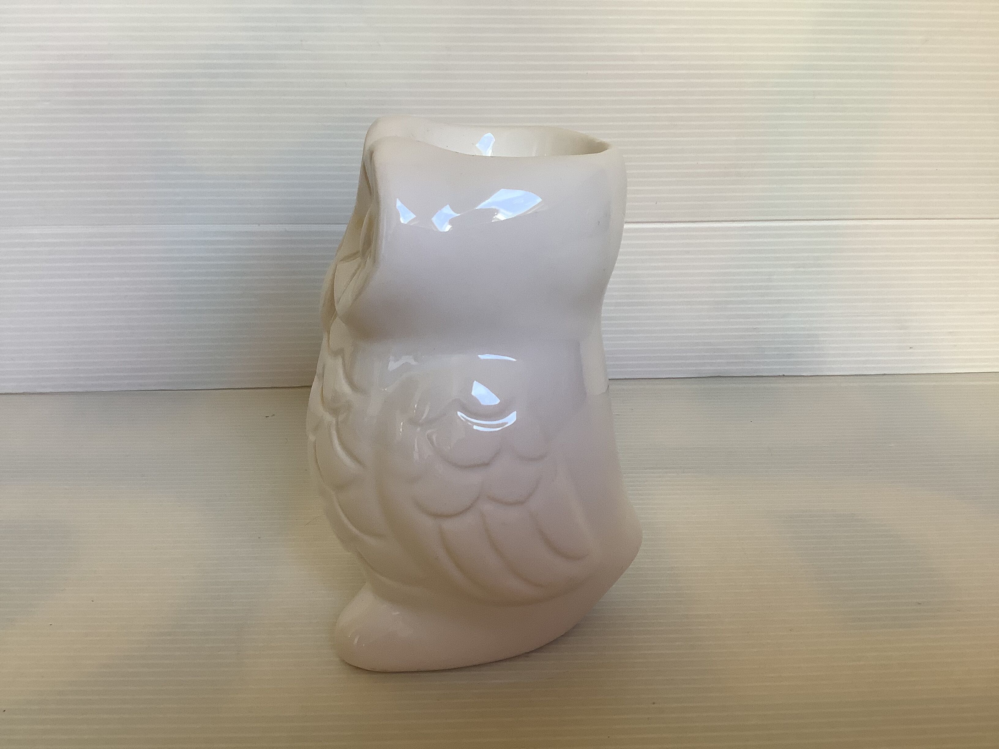 Owl candle holder owl white earthenware