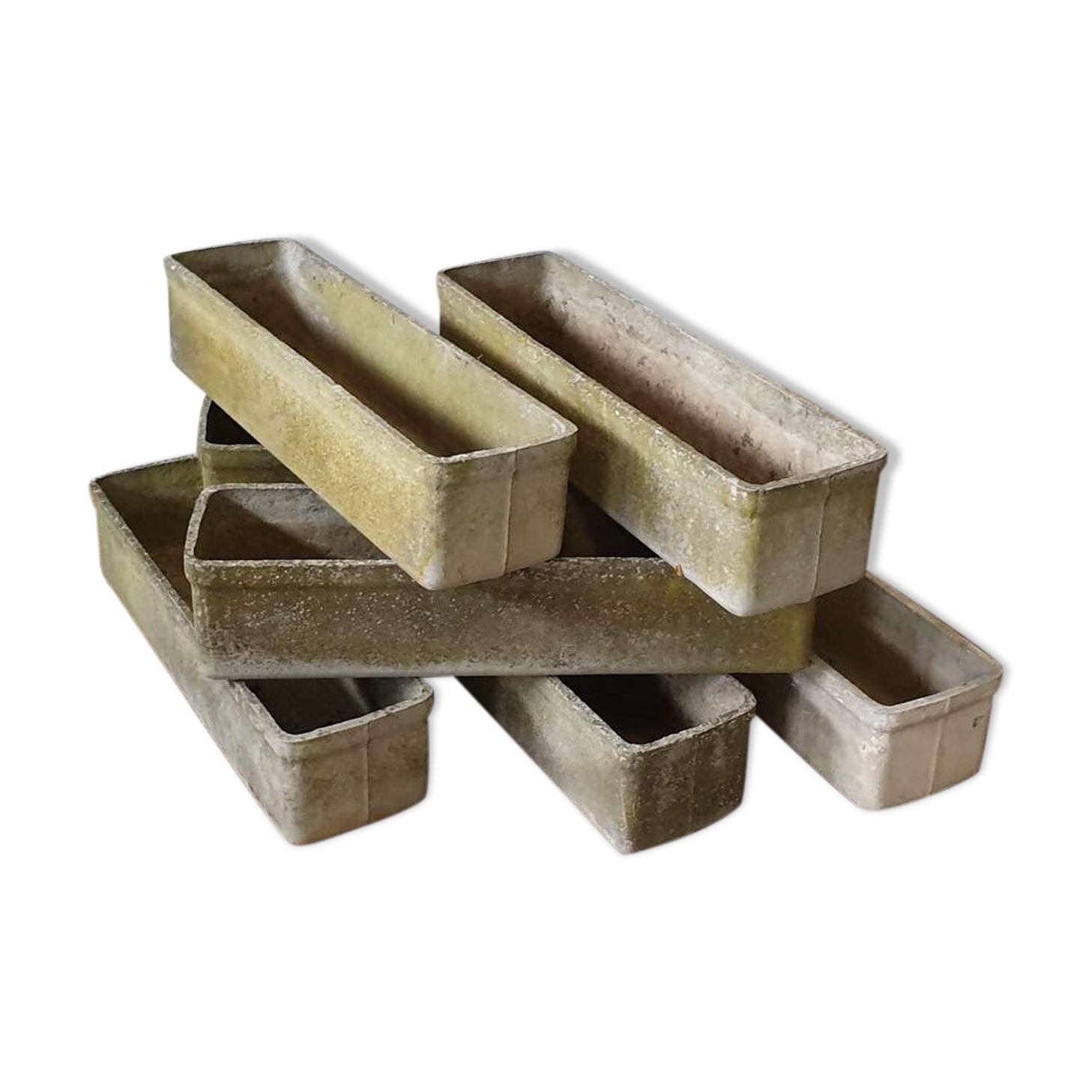 lot de 7 jardinières vintage en fibrociment