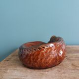 Cendrier zoomorphe poisson en terre cuite émaillée