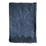 Antique Linen and Hemp Sheet Dyed in Night Blue