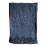 Antique Linen and Hemp Sheet Dyed in Night Blue