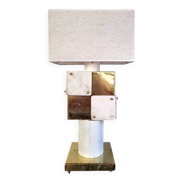 Italian lamp in marble and brass