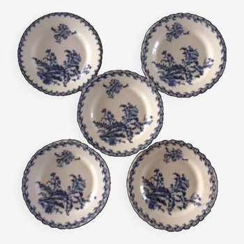 5 assiettes plates  porcelaine opaque de gien motif chardon