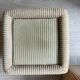 Pair of bedside tables, beige corduroy & glass