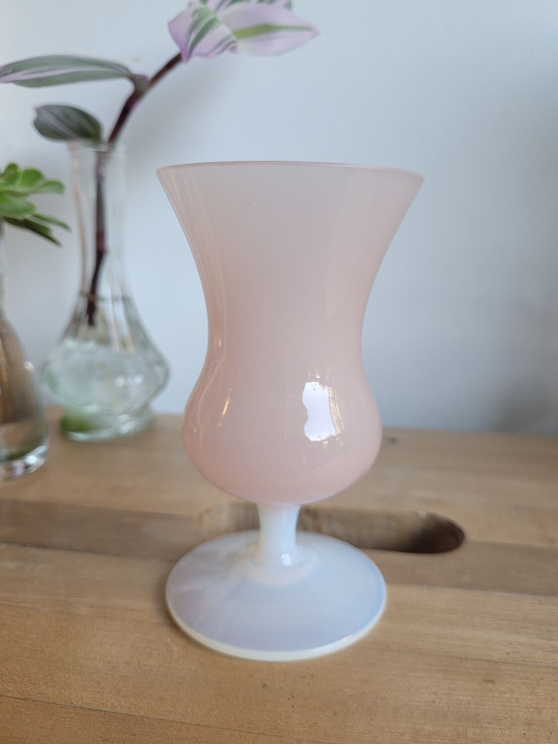 Pink and white opaline vase