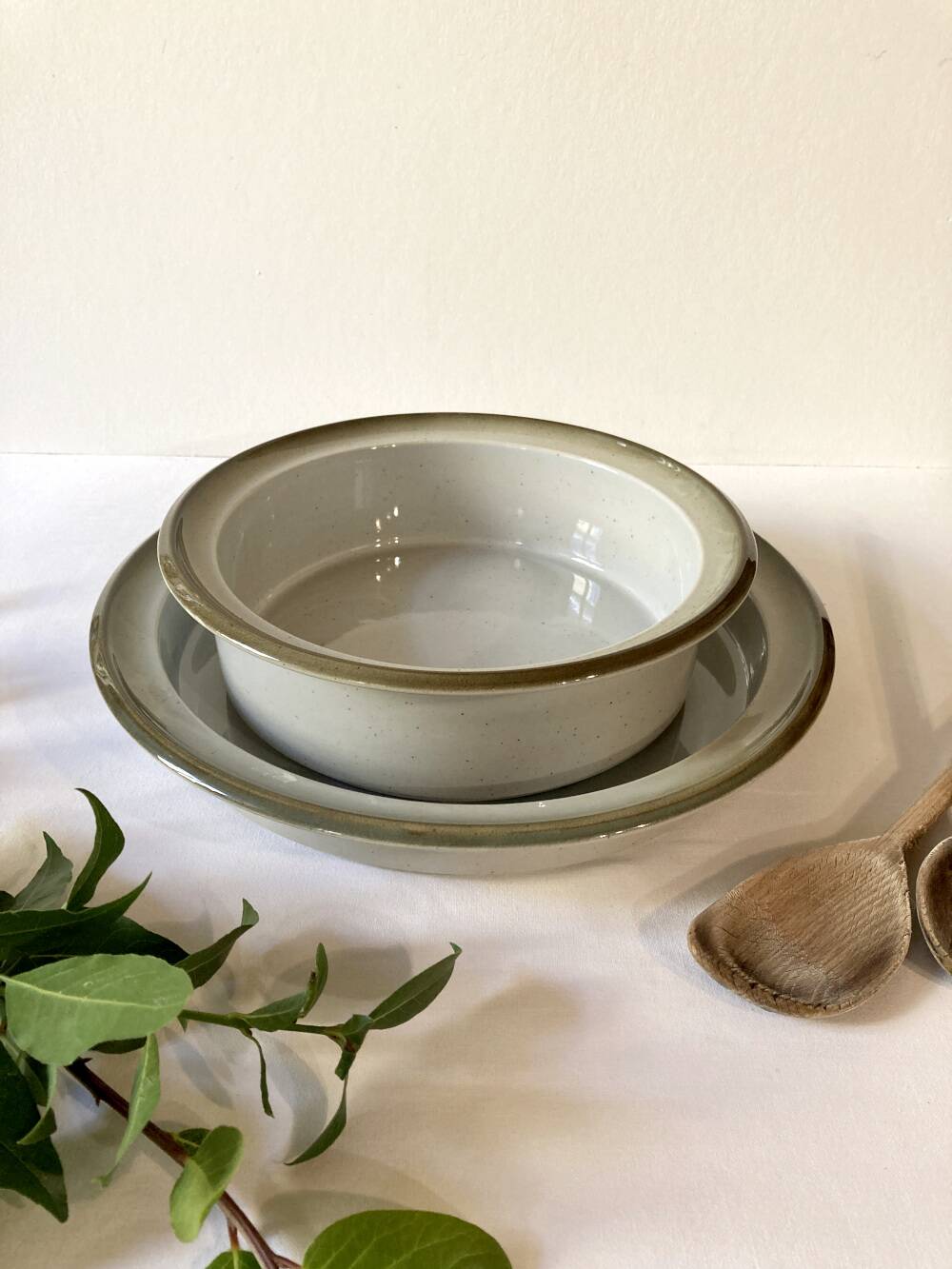 Duo of serving dishes in grand feu stoneware, Brenne earthenware