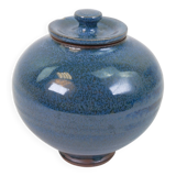 Small blue ceramic box with signed lid