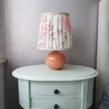 Ceramic table lamp with 80s fabric lampshade